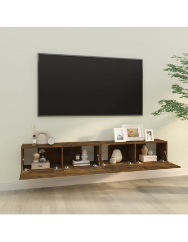 Mobili TV Parete 2pz Rovere Fumo 100x30x30 cm Legno Multistrato