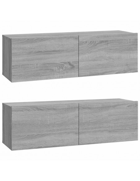 Mobili TV Muro 2pz Grigio Sonoma 100x30x30 cm Legno Multistrato