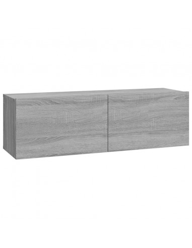 Mobili TV Muro 2pz Grigio Sonoma 100x30x30 cm Legno Multistrato