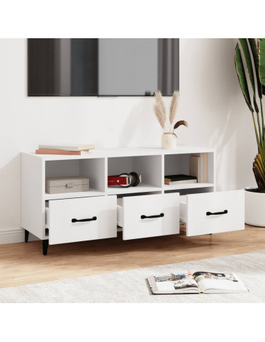 Mobile Porta TV Bianco 102x35x50 cm in Legno Multistrato