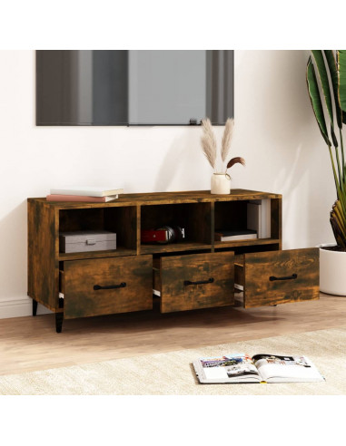 Mobile TV Rovere Fumo 102x35x50 cm in Legno Multistrato