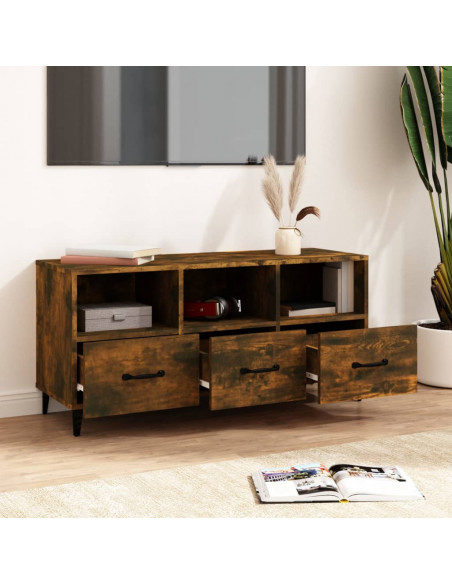 Mobile TV Rovere Fumo 102x35x50 cm in Legno Multistrato