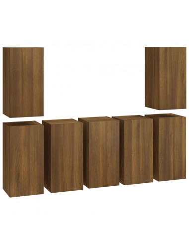 Mobili TV 7 pz Rovere Marrone 30,5x30x60cm in Legno Multistrato
