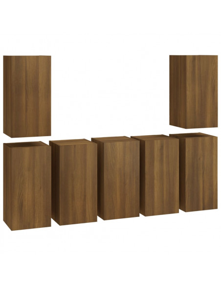 Mobili TV 7 pz Rovere Marrone 30,5x30x60cm in Legno Multistrato