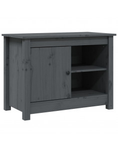 Mobile Porta TV Grigio 70x36,5x52 cm in Legno Massello di Pino 2