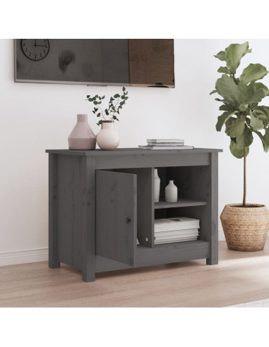 Mobile Porta TV Grigio 70x36,5x52 cm in Legno Massello di Pino