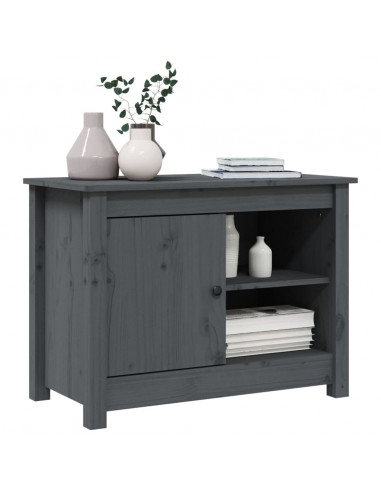 Mobile Porta TV Grigio 70x36,5x52 cm in Legno Massello di Pino