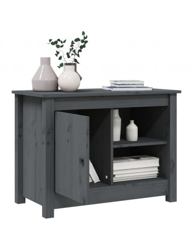 Mobile Porta TV Grigio 70x36,5x52 cm in Legno Massello di Pino