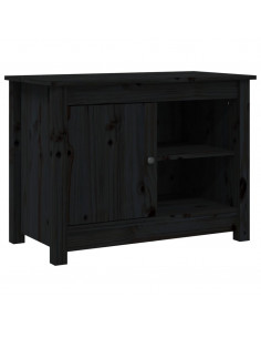 Mobile Porta TV Nero 70x36,5x52 cm in Legno Massello di Pino 2