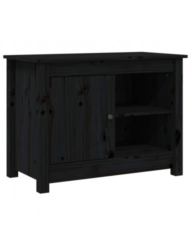 Mobile Porta TV Nero 70x36,5x52 cm in Legno Massello di Pino