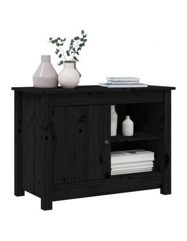 Mobile Porta TV Nero 70x36,5x52 cm in Legno Massello di Pino