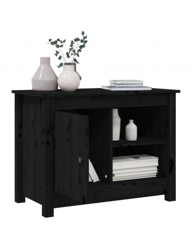 Mobile Porta TV Nero 70x36,5x52 cm in Legno Massello di Pino
