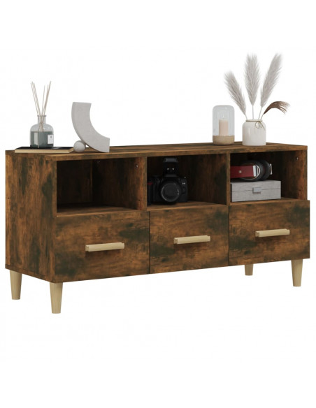 Mobile TV Rovere Fumo 102x36x50 cm in Legno Multistrato