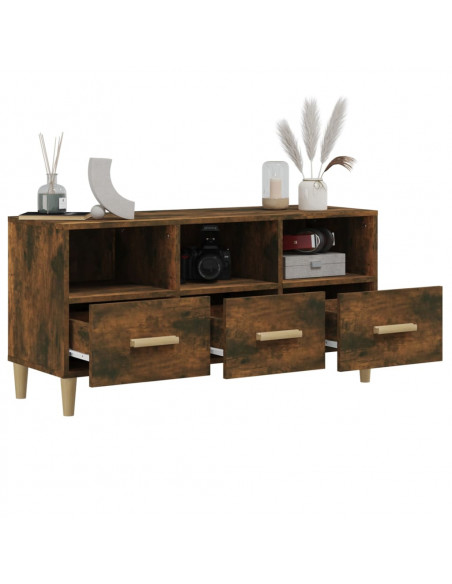 Mobile TV Rovere Fumo 102x36x50 cm in Legno Multistrato