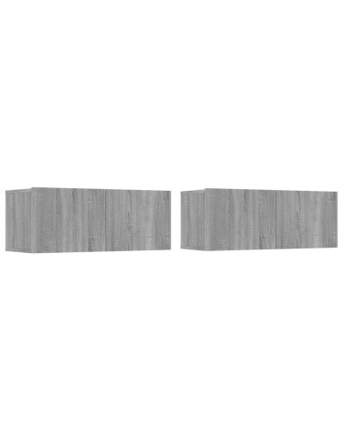 Mobili TV 2pz Grigio Sonoma 80x30x30cm Legno Multistrato