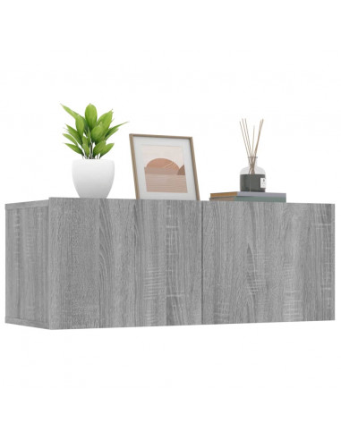 Mobili TV 2pz Grigio Sonoma 80x30x30cm Legno Multistrato