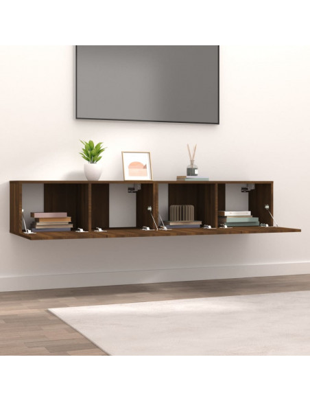 Mobili TV 2 pz Rovere Marrone 80x30x30cm Legno Multistrato