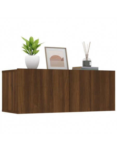 Mobili TV 2 pz Rovere Marrone 80x30x30cm Legno Multistrato