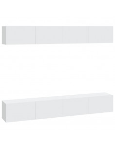 Mobili Porta TV a Parete 4 pz Bianchi 100x30x30 cm 2