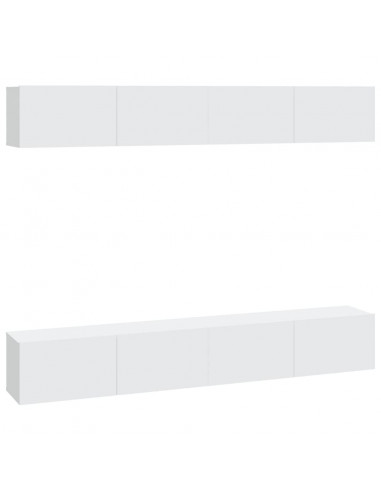 Mobili Porta TV a Parete 4 pz Bianchi 100x30x30 cm