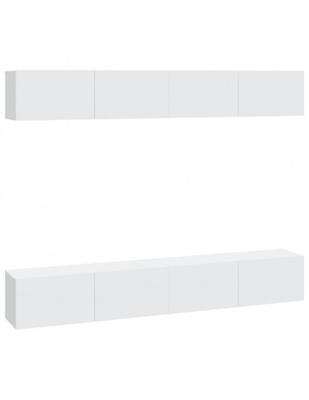 Mobili Porta TV a Parete 4 pz Bianchi 100x30x30 cm