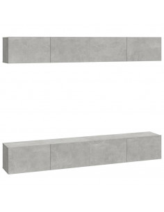 Mobili Porta TV a Parete 4 pz Grigio Cemento 100x30x30 cm 2