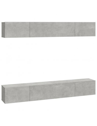 Mobili Porta TV a Parete 4 pz Grigio Cemento 100x30x30 cm