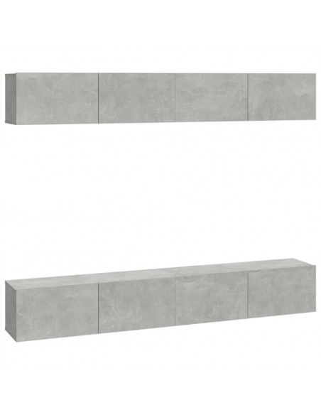 Mobili Porta TV a Parete 4 pz Grigio Cemento 100x30x30 cm