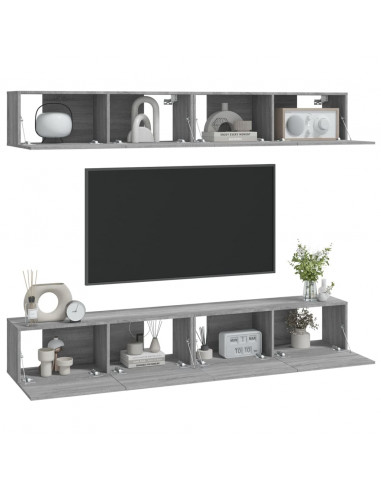 Mobili Porta TV a Parete 4 pz Grigio Sonoma 100x30x30 cm