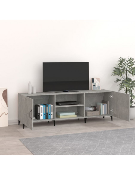 Mobile Porta TV Grigio Cemento 150x30x50cm in Legno Multistrato