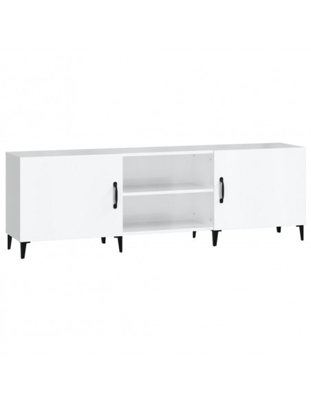 Mobile Porta TV Bianco Lucido 150x30x50 cm in Legno Multistrato