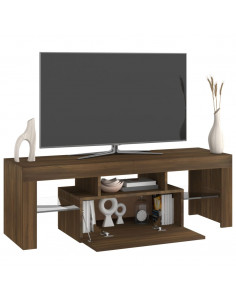 Mobile Porta TV con Luci LED Rovere Marrone 120x35x40 cm 2