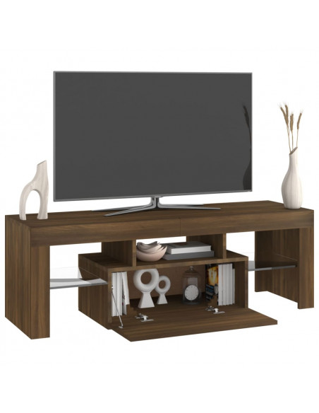 Mobile Porta TV con Luci LED Rovere Marrone 120x35x40 cm