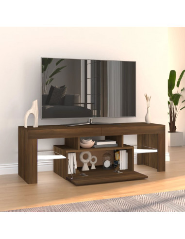 Mobile Porta TV con Luci LED Rovere Marrone 120x35x40 cm