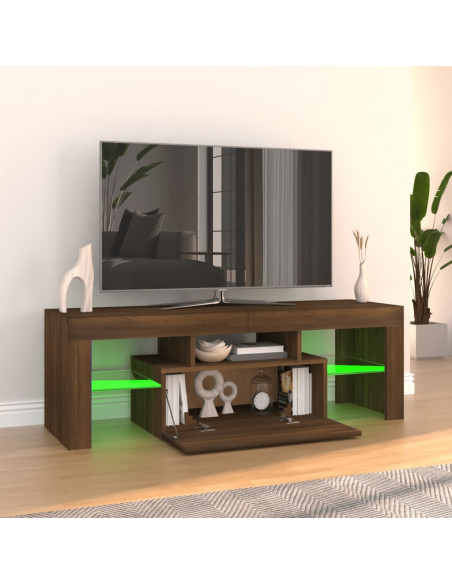 Mobile Porta TV con Luci LED Rovere Marrone 120x35x40 cm