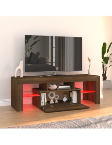 Mobile Porta TV con Luci LED Rovere Marrone 120x35x40 cm