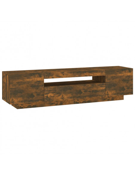 Mobile Porta TV con Luci LED Rovere Fumo 160x35x40 cm