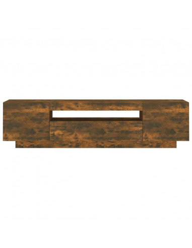 Mobile Porta TV con Luci LED Rovere Fumo 160x35x40 cm