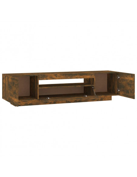 Mobile Porta TV con Luci LED Rovere Fumo 160x35x40 cm
