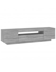 Mobile Porta TV con Luci LED Grigio Sonoma 160x35x40 cm 2