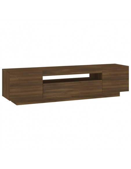 Mobile Porta TV con Luci LED Rovere Marrone 160x35x40 cm
