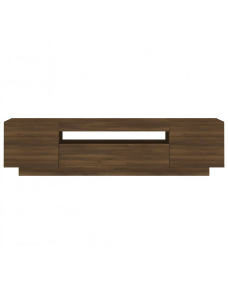 Mobile Porta TV con Luci LED Rovere Marrone 160x35x40 cm