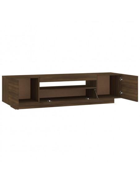 Mobile Porta TV con Luci LED Rovere Marrone 160x35x40 cm