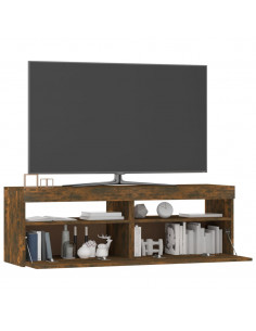 Mobile Porta TV con Luci LED Rovere Fumo 120x35x40 cm 2