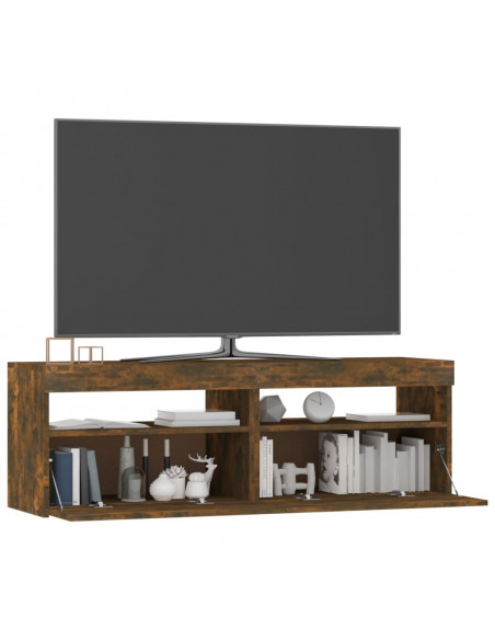Mobile Porta TV con Luci LED Rovere Fumo 120x35x40 cm