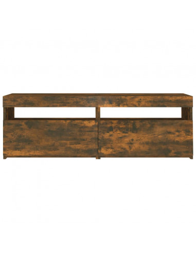 Mobile Porta TV con Luci LED Rovere Fumo 120x35x40 cm