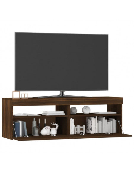Mobile Porta TV con Luci LED Rovere Marrone 120x35x40 cm