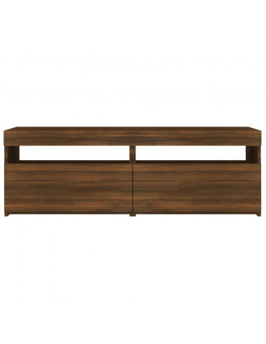 Mobile Porta TV con Luci LED Rovere Marrone 120x35x40 cm