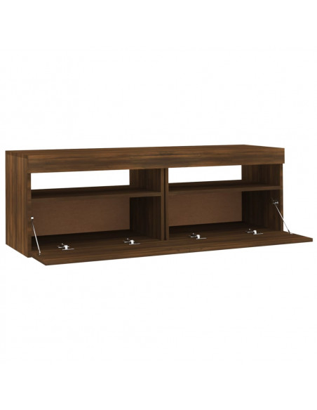Mobile Porta TV con Luci LED Rovere Marrone 120x35x40 cm
