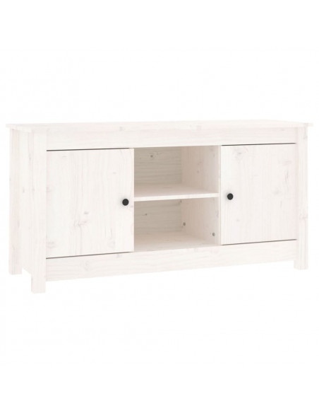 Mobile Porta TV Bianco 103x36,5x52 cm in Legno Massello di Pino